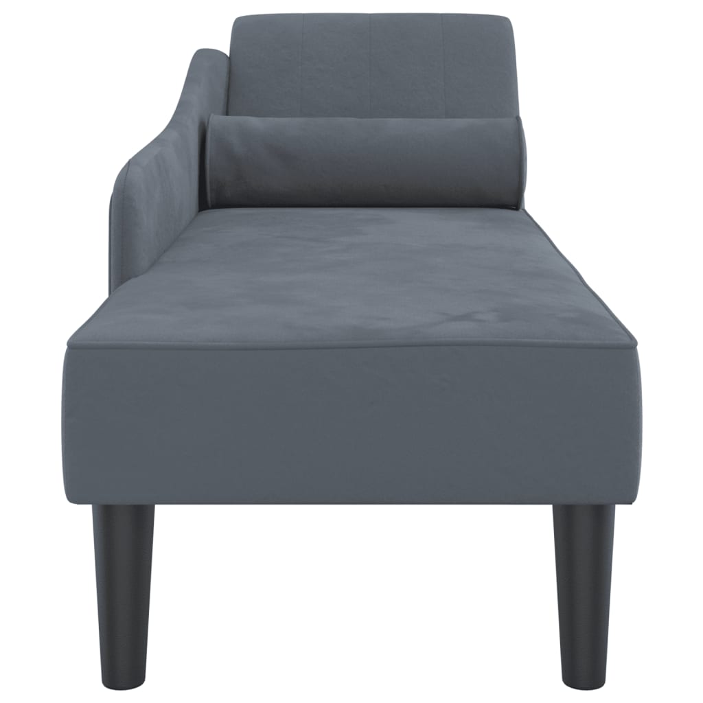 Chaise longue met kussens fluweel donkergrijs is nu te koop bij PeponiXL, paradijselijk wonen!