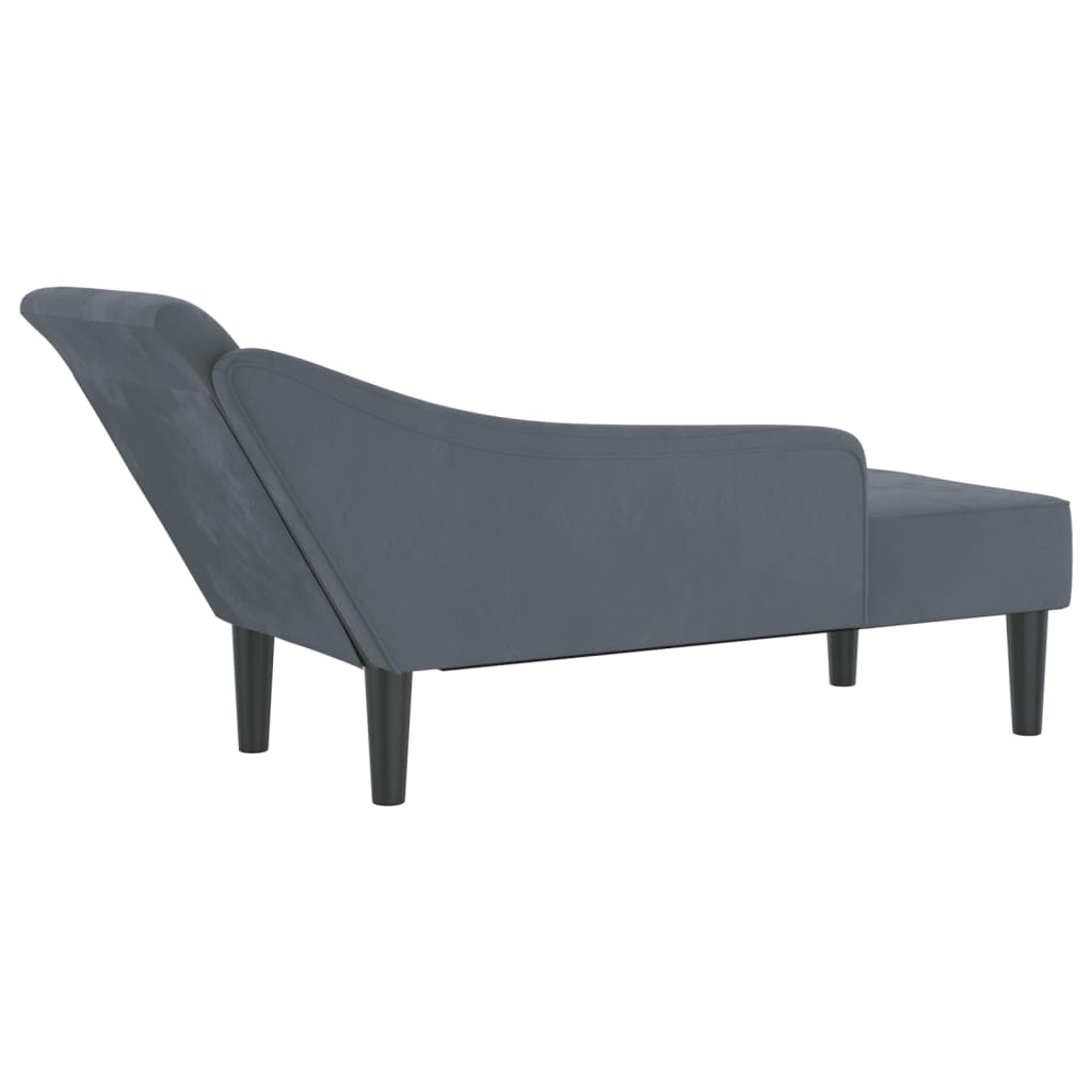Chaise longue met kussens fluweel donkergrijs is nu te koop bij PeponiXL, paradijselijk wonen!