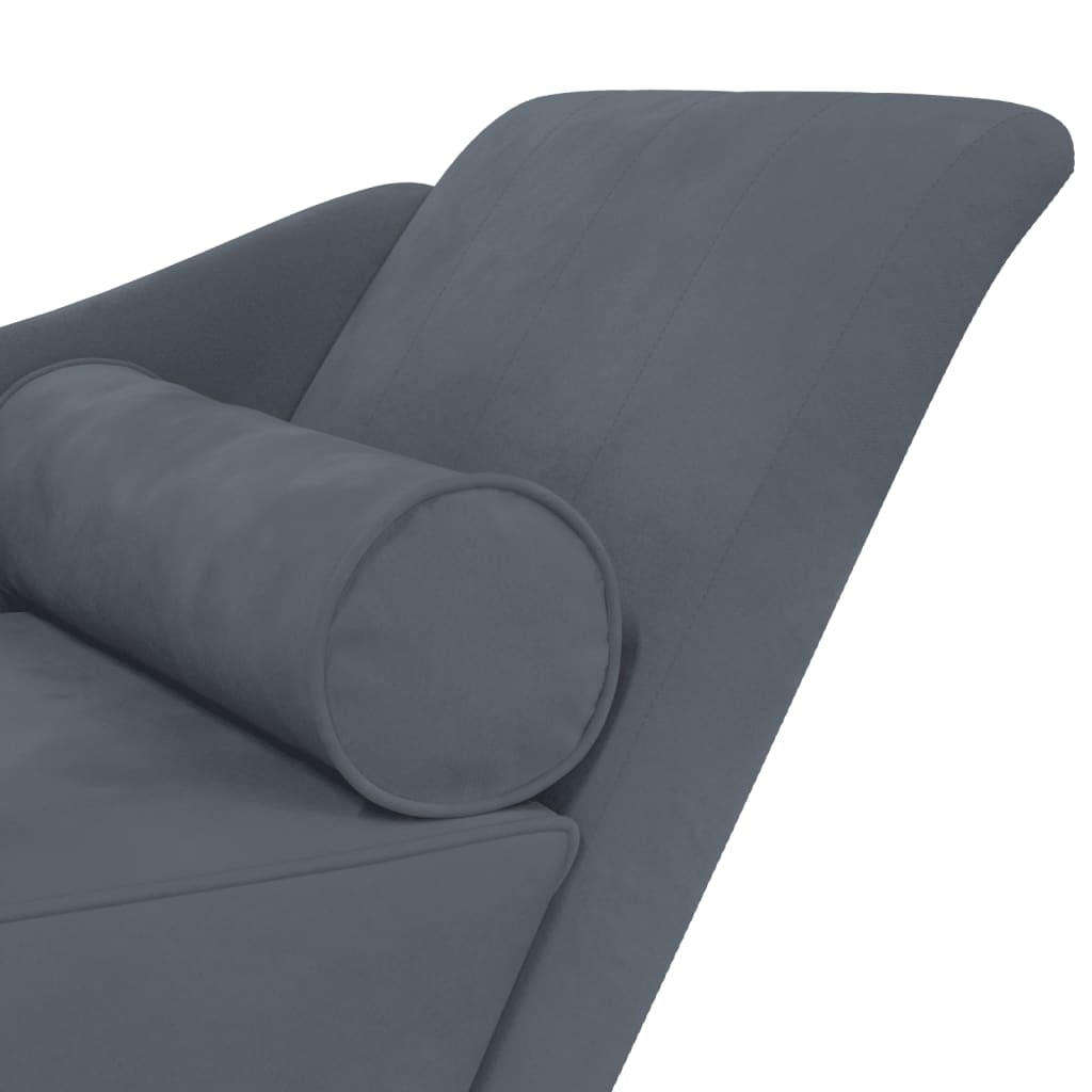 Chaise longue met kussens fluweel donkergrijs is nu te koop bij PeponiXL, paradijselijk wonen!