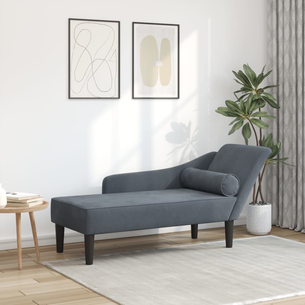 Chaise longue met kussens fluweel donkergrijs is nu te koop bij PeponiXL, paradijselijk wonen!