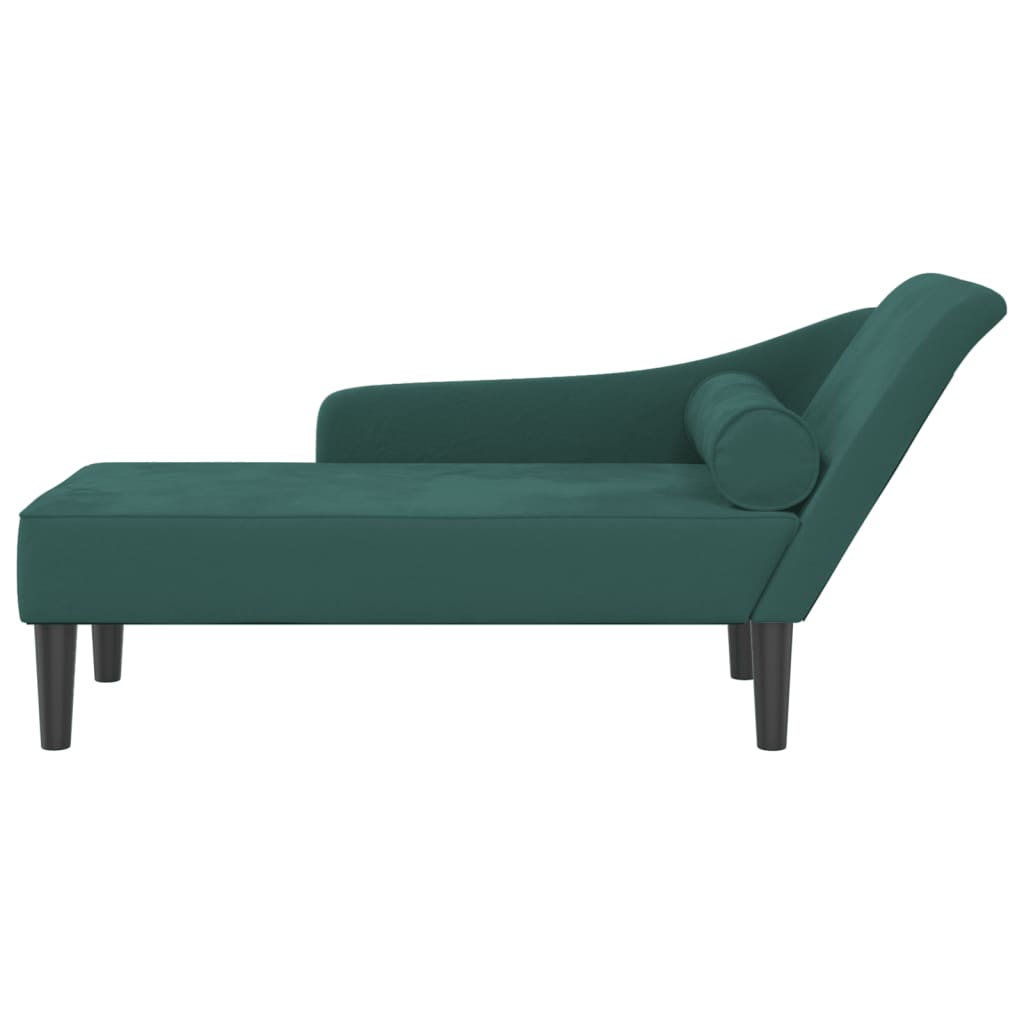 Chaise longue met kussens fluweel donkergroen is nu te koop bij PeponiXL, paradijselijk wonen!