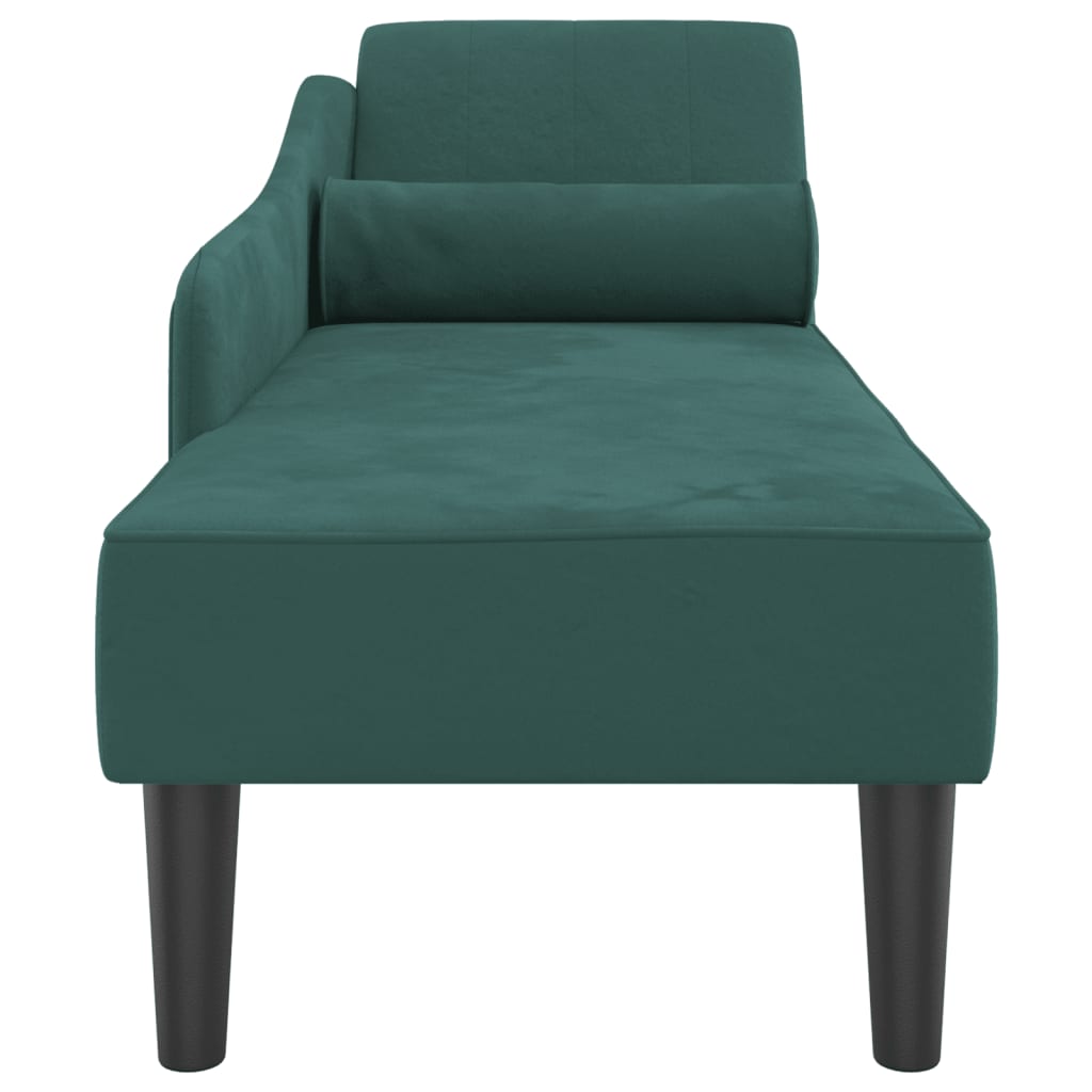 Chaise longue met kussens fluweel donkergroen is nu te koop bij PeponiXL, paradijselijk wonen!