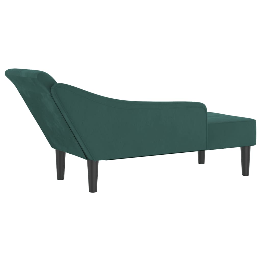 Chaise longue met kussens fluweel donkergroen is nu te koop bij PeponiXL, paradijselijk wonen!