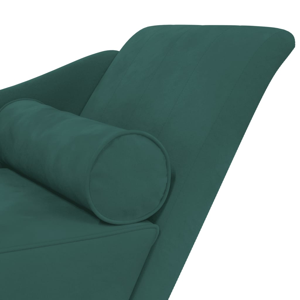 Chaise longue met kussens fluweel donkergroen is nu te koop bij PeponiXL, paradijselijk wonen!