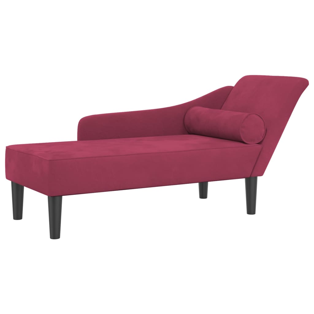 Chaise longue met kussens fluweel wijnrood is nu te koop bij PeponiXL, paradijselijk wonen!