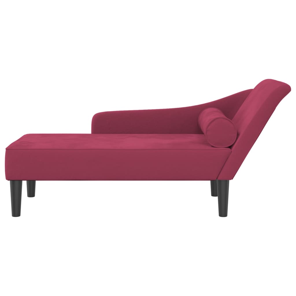 Chaise longue met kussens fluweel wijnrood is nu te koop bij PeponiXL, paradijselijk wonen!