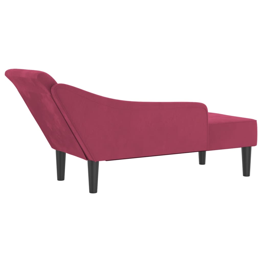 Chaise longue met kussens fluweel wijnrood is nu te koop bij PeponiXL, paradijselijk wonen!