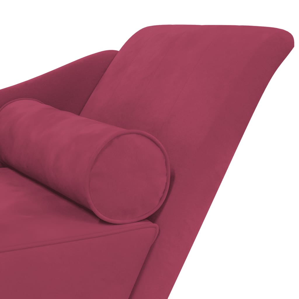 Chaise longue met kussens fluweel wijnrood is nu te koop bij PeponiXL, paradijselijk wonen!