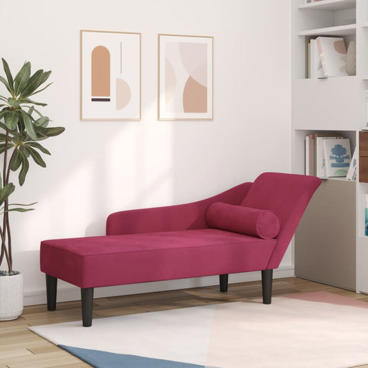 Chaise longue met kussens fluweel wijnrood is nu te koop bij PeponiXL, paradijselijk wonen!