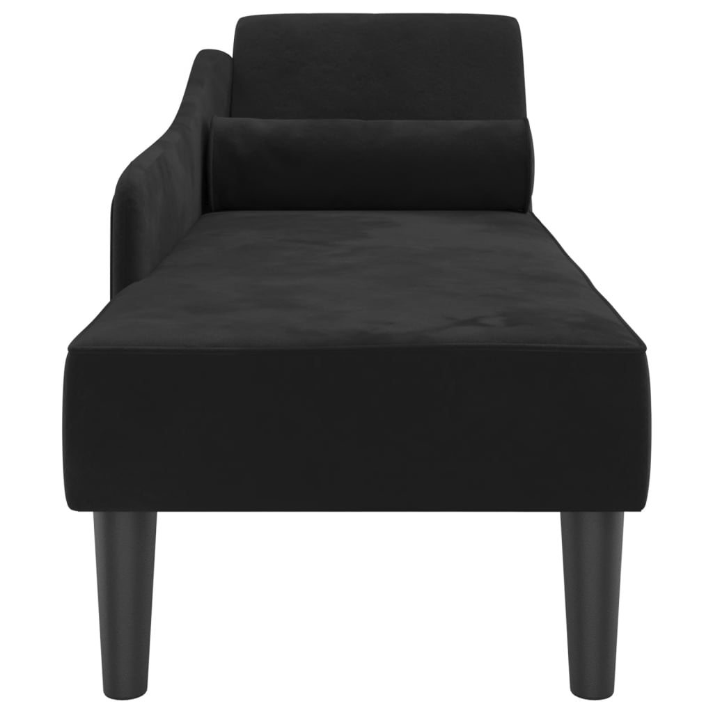 Chaise longue met kussens fluweel zwart is nu te koop bij PeponiXL, paradijselijk wonen!