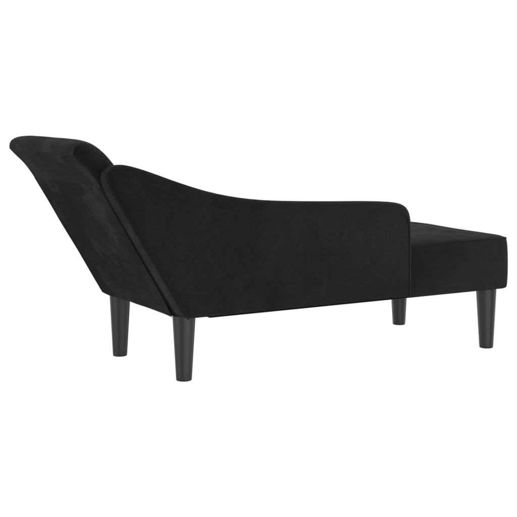 Chaise longue met kussens fluweel zwart is nu te koop bij PeponiXL, paradijselijk wonen!