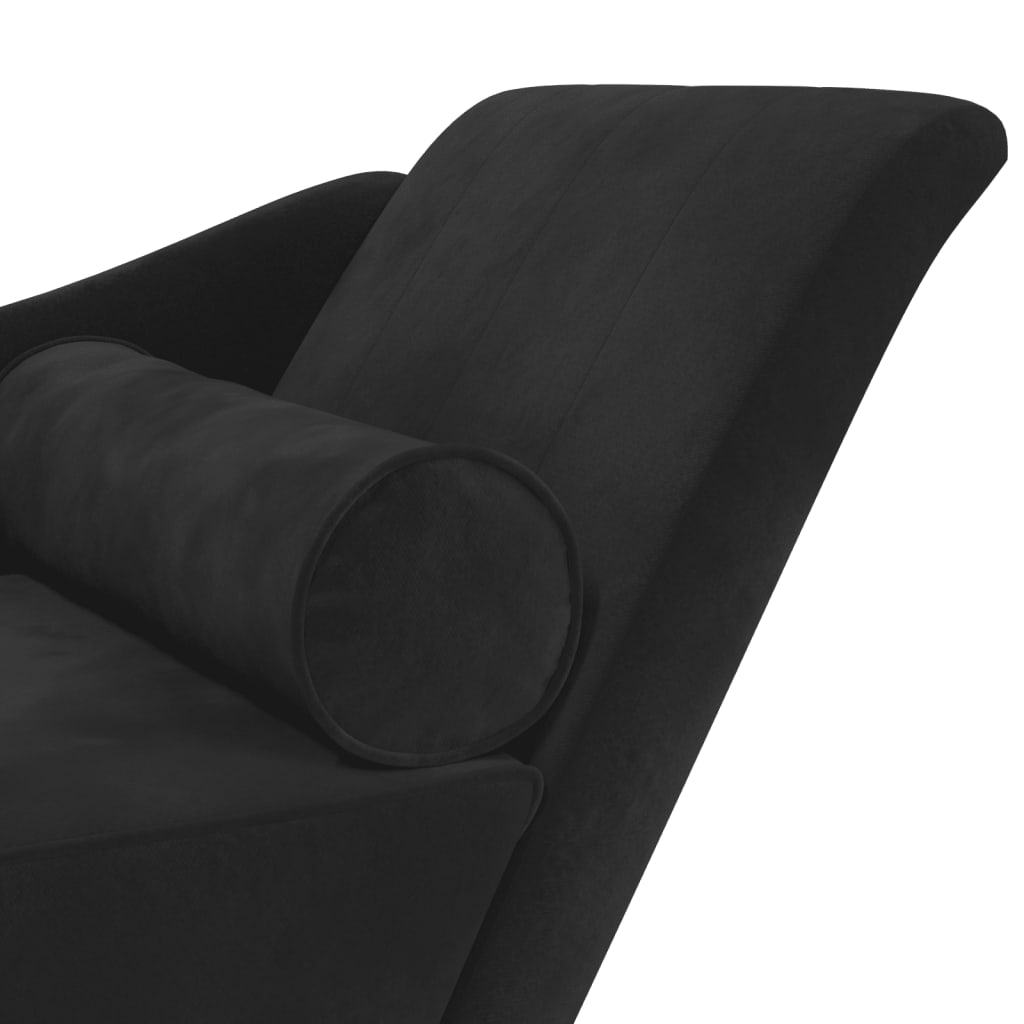Chaise longue met kussens fluweel zwart is nu te koop bij PeponiXL, paradijselijk wonen!