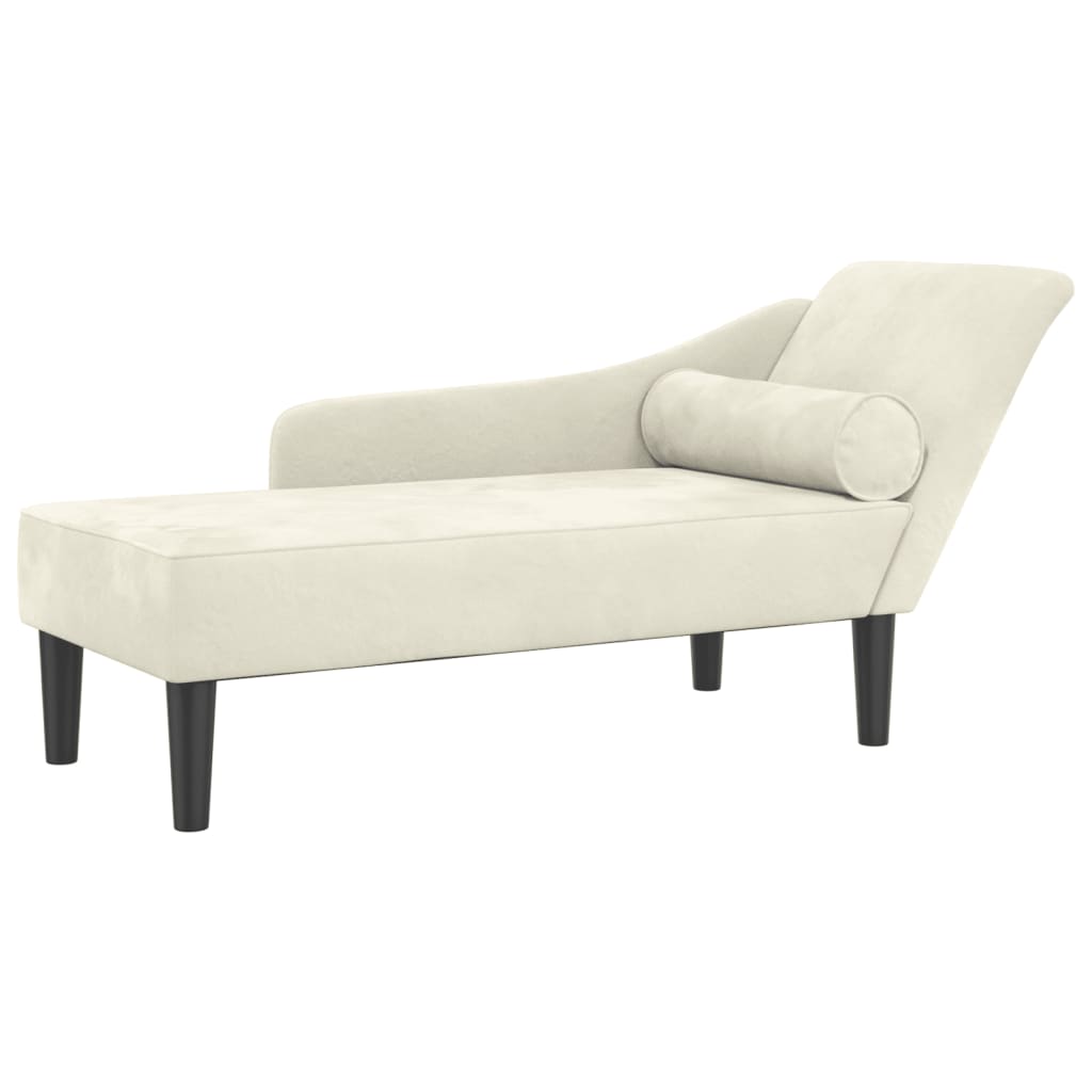Chaise longue met kussens fluweel crèmekleurig is nu te koop bij PeponiXL, paradijselijk wonen!