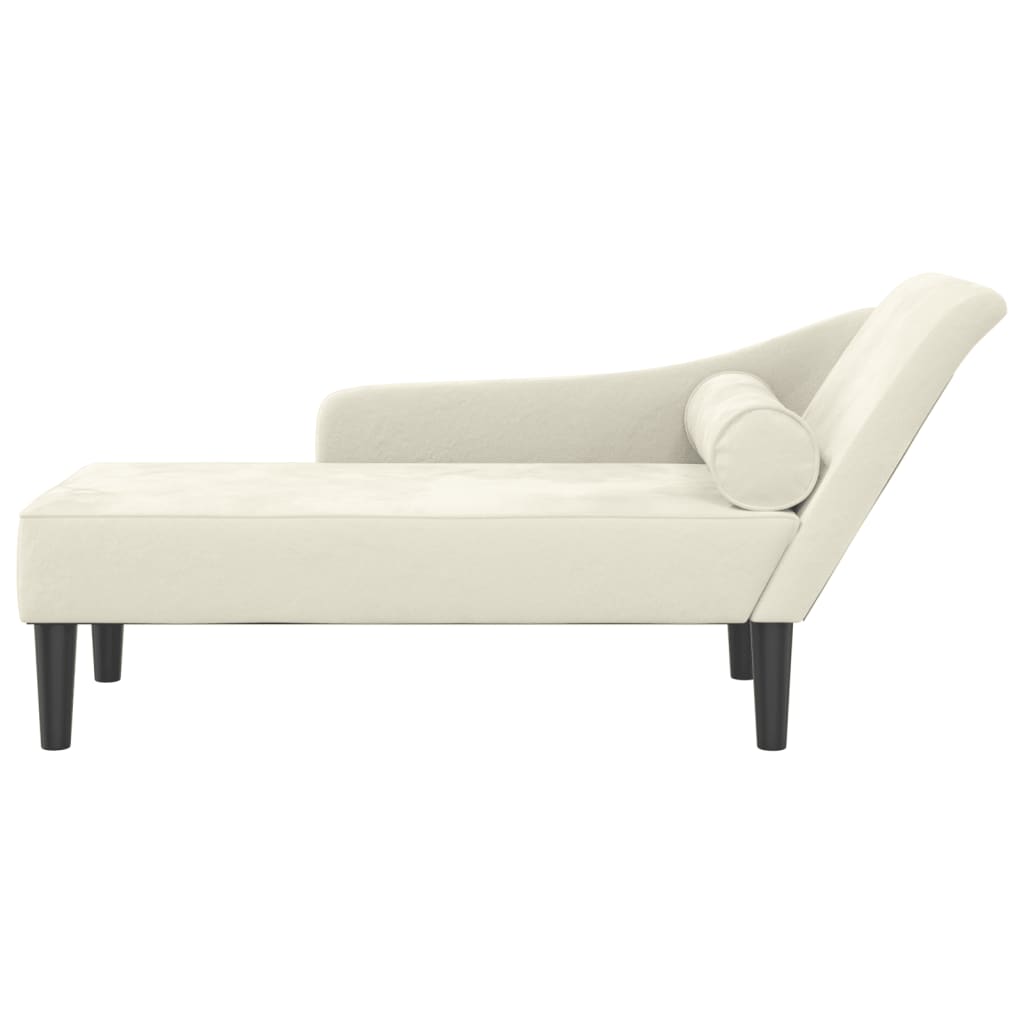 Chaise longue met kussens fluweel crèmekleurig is nu te koop bij PeponiXL, paradijselijk wonen!