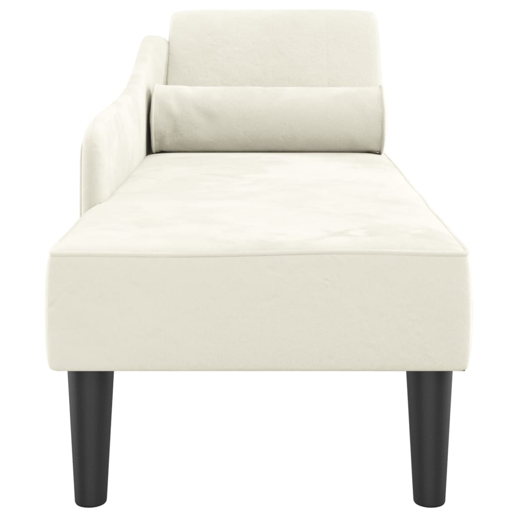 Chaise longue met kussens fluweel crèmekleurig is nu te koop bij PeponiXL, paradijselijk wonen!
