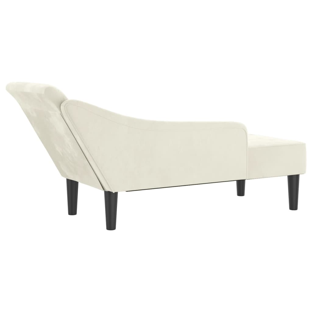 Chaise longue met kussens fluweel crèmekleurig is nu te koop bij PeponiXL, paradijselijk wonen!