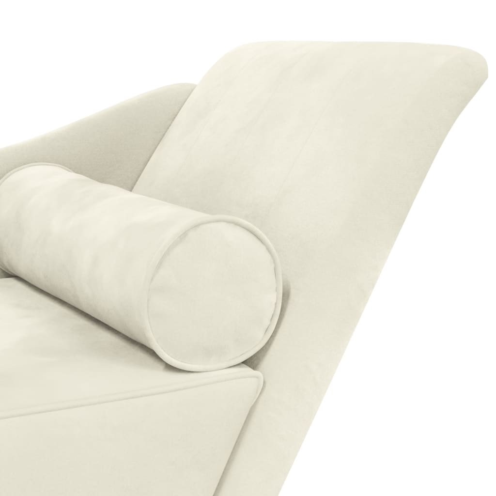 Chaise longue met kussens fluweel crèmekleurig is nu te koop bij PeponiXL, paradijselijk wonen!