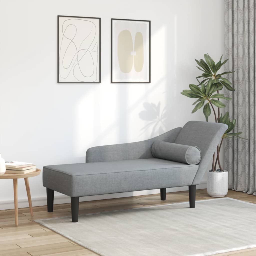 Chaise longue met kussens stof lichtgrijs is nu te koop bij PeponiXL, paradijselijk wonen!