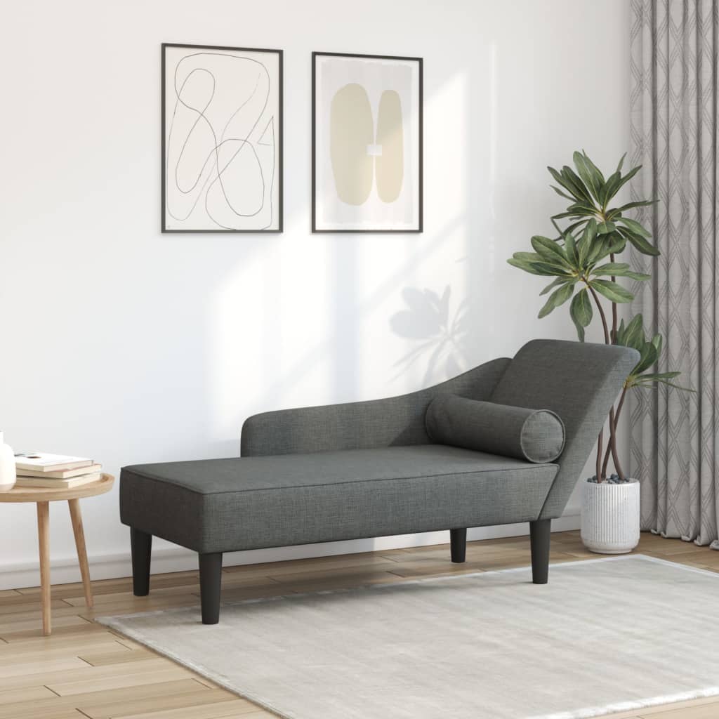 Chaise longue met kussens stof donkergrijs is nu te koop bij PeponiXL, paradijselijk wonen!