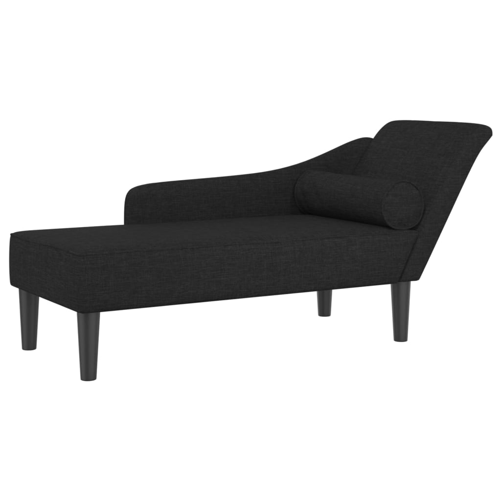 Chaise longue met kussens stof zwart is nu te koop bij PeponiXL, paradijselijk wonen!