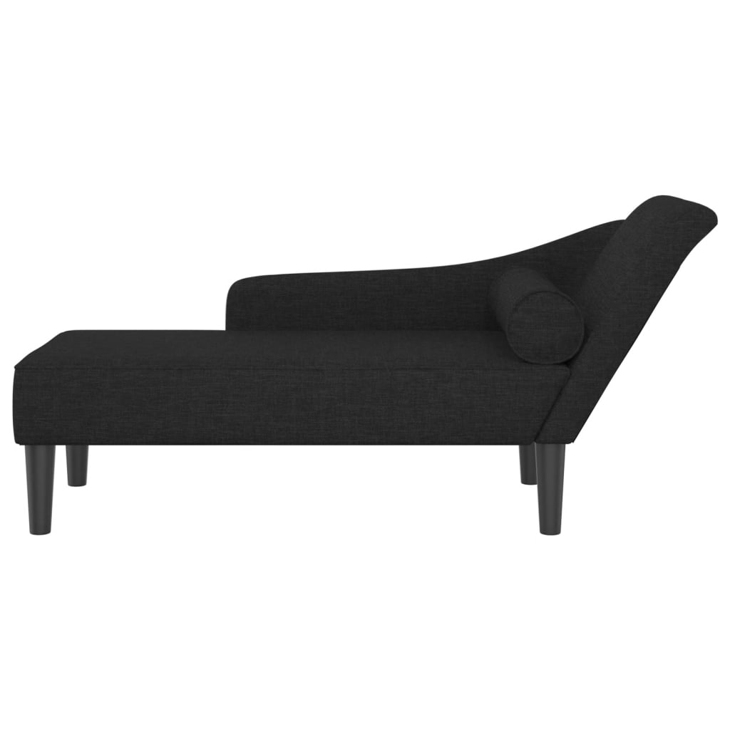 Chaise longue met kussens stof zwart is nu te koop bij PeponiXL, paradijselijk wonen!