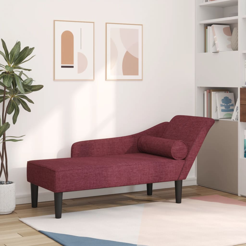Chaise longue met kussens stof wijnrood is nu te koop bij PeponiXL, paradijselijk wonen!