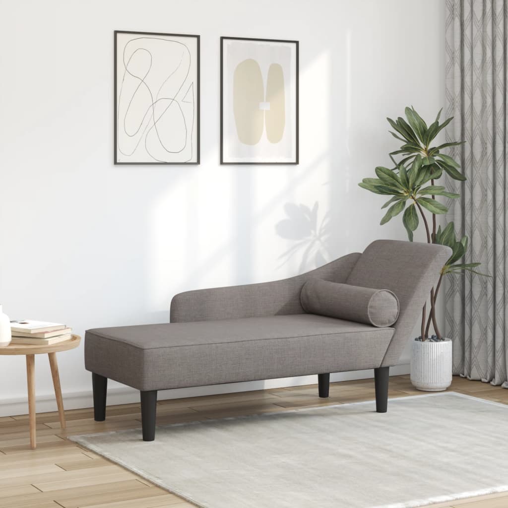 Chaise longue met kussens stof taupe is nu te koop bij PeponiXL, paradijselijk wonen!