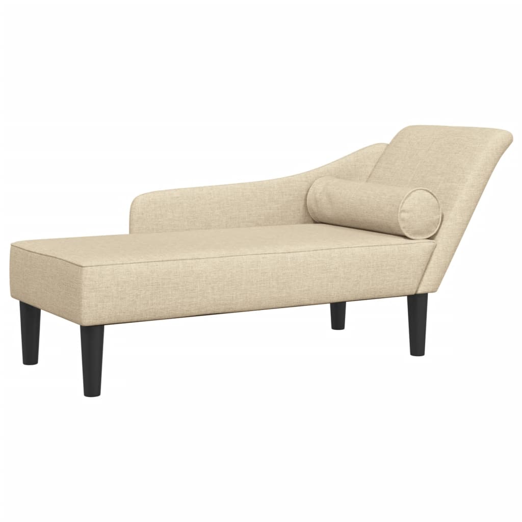 Chaise longue met kussens stof crèmekleurig is nu te koop bij PeponiXL, paradijselijk wonen!
