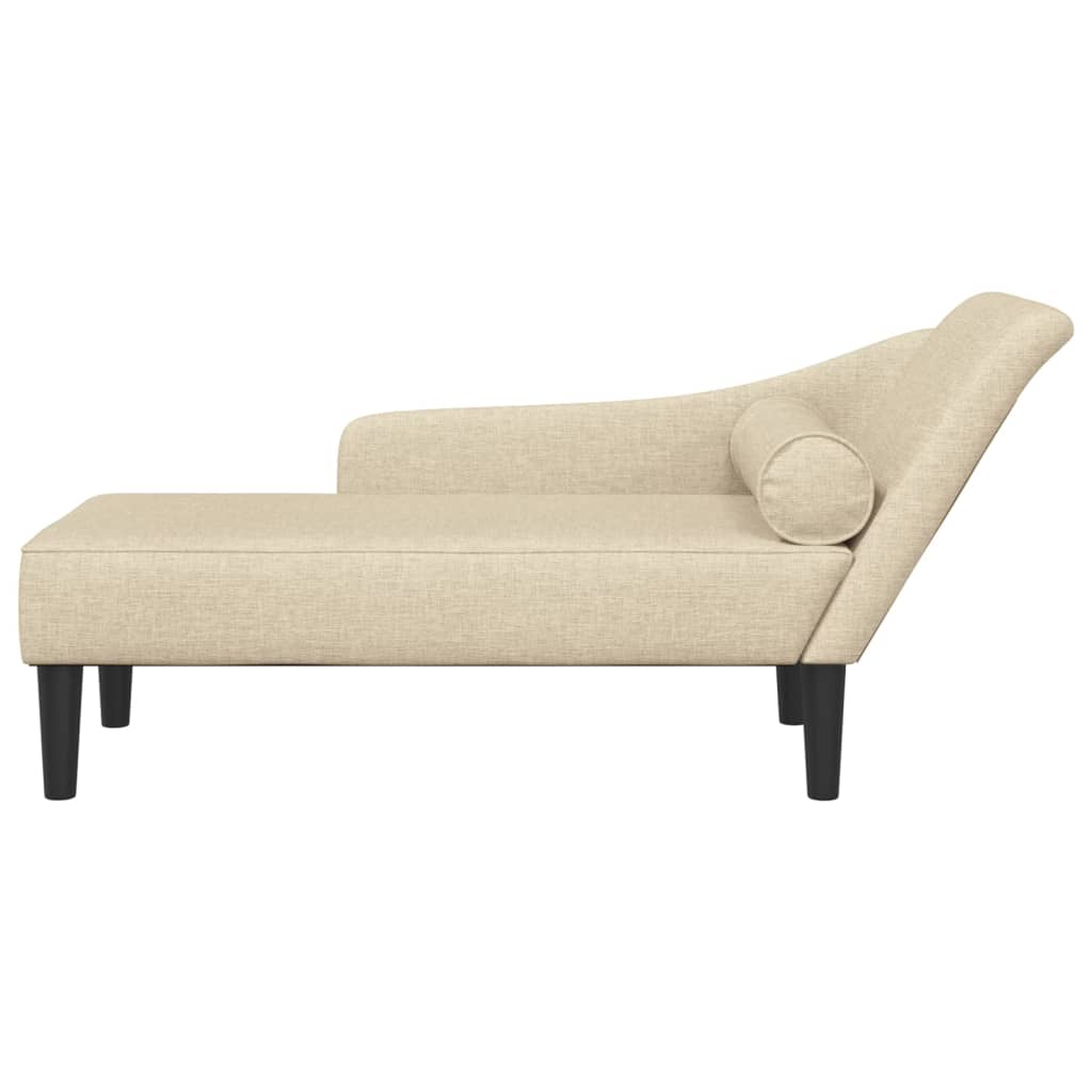 Chaise longue met kussens stof crèmekleurig is nu te koop bij PeponiXL, paradijselijk wonen!