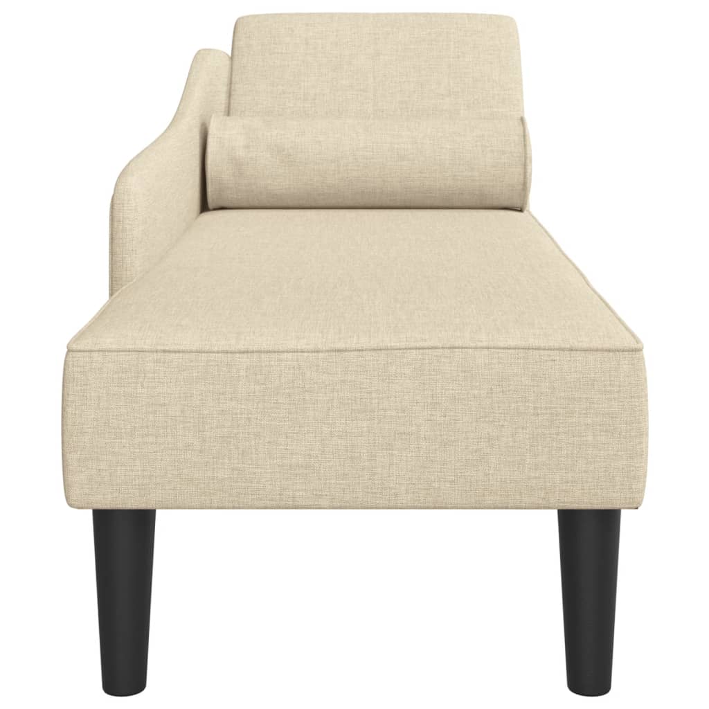 Chaise longue met kussens stof crèmekleurig is nu te koop bij PeponiXL, paradijselijk wonen!