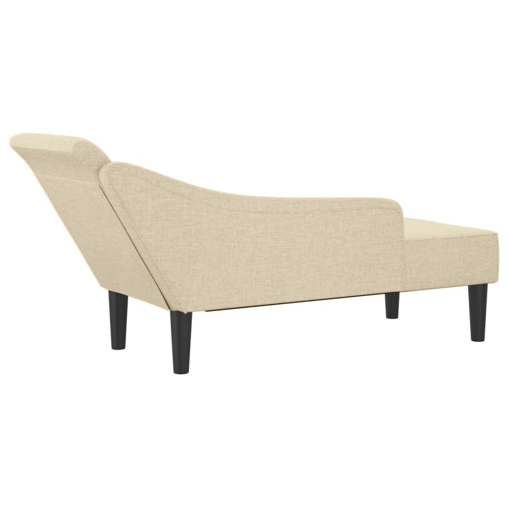 Chaise longue met kussens stof crèmekleurig is nu te koop bij PeponiXL, paradijselijk wonen!