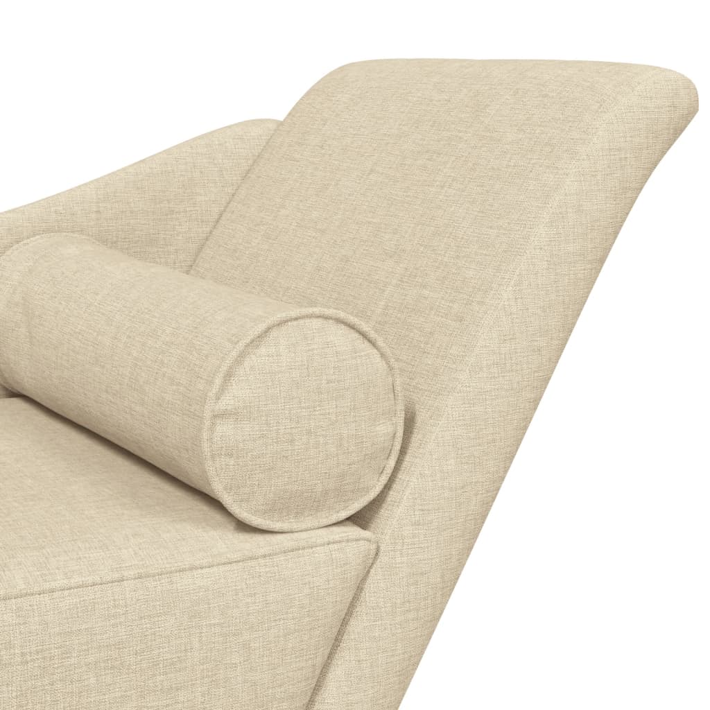 Chaise longue met kussens stof crèmekleurig is nu te koop bij PeponiXL, paradijselijk wonen!
