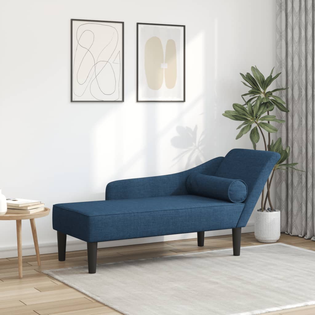 Chaise longue met kussens stof blauw is nu te koop bij PeponiXL, paradijselijk wonen!
