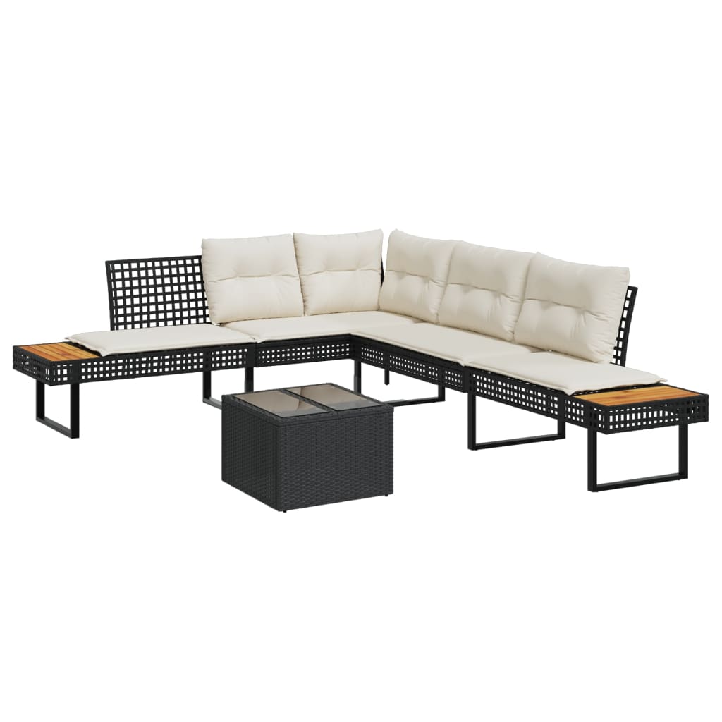 2-delige Loungeset met kussens poly rattan en glas zwart is nu te koop bij PeponiXL, paradijselijk wonen!