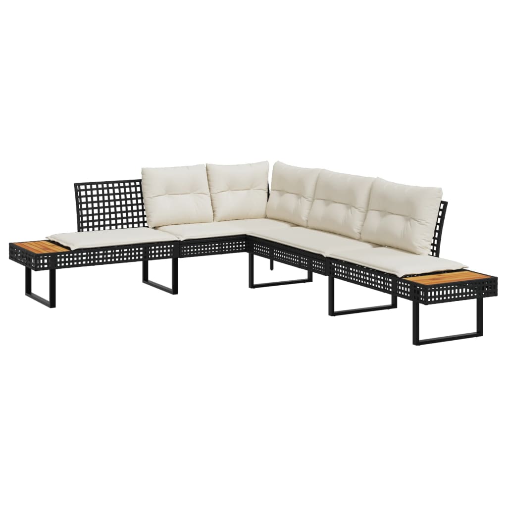 2-delige Loungeset met kussens poly rattan en glas zwart is nu te koop bij PeponiXL, paradijselijk wonen!