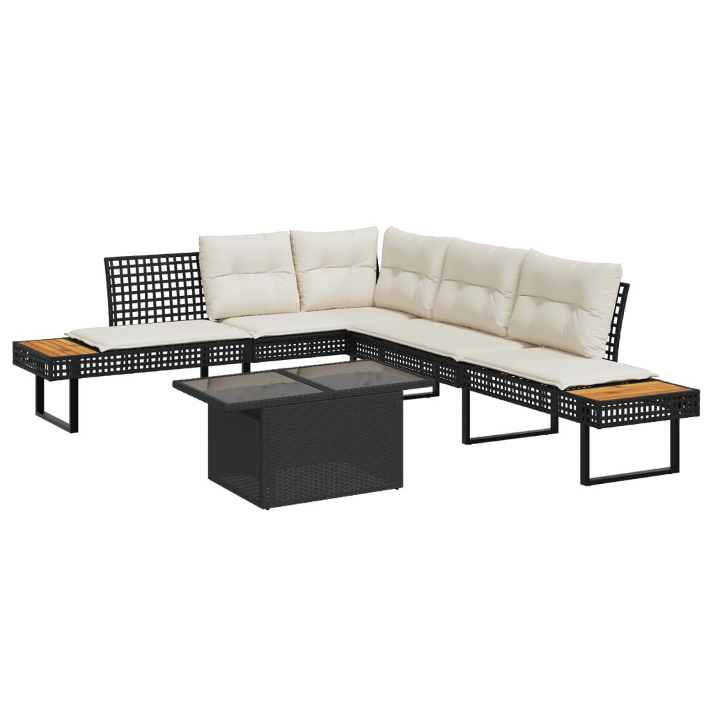 2-delige Loungeset met kussens poly rattan en glas zwart is nu te koop bij PeponiXL, paradijselijk wonen!