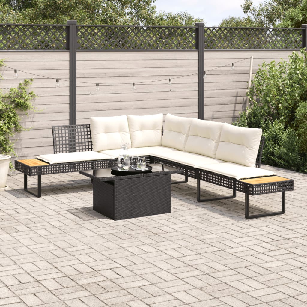2-delige Loungeset met kussens poly rattan en glas zwart is nu te koop bij PeponiXL, paradijselijk wonen!