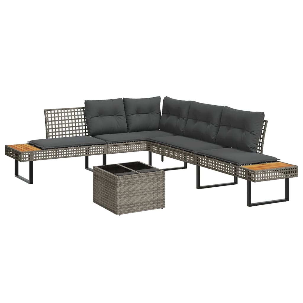 2-delige Loungeset met kussens poly rattan en glas grijs is nu te koop bij PeponiXL, paradijselijk wonen!