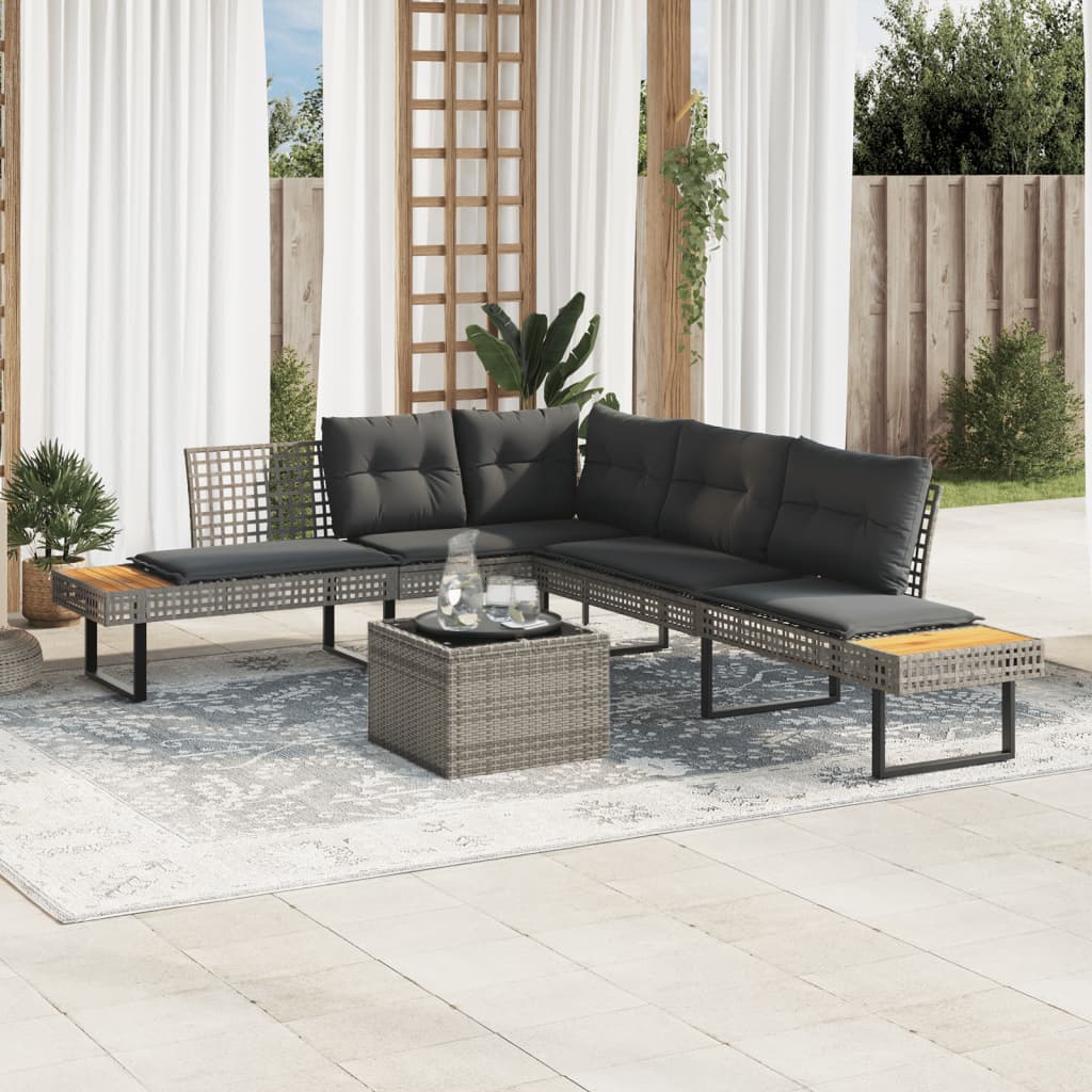2-delige Loungeset met kussens poly rattan en glas grijs is nu te koop bij PeponiXL, paradijselijk wonen!