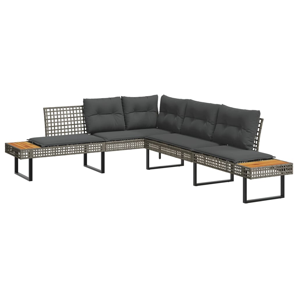2-delige Loungeset met kussens poly rattan en glas grijs is nu te koop bij PeponiXL, paradijselijk wonen!