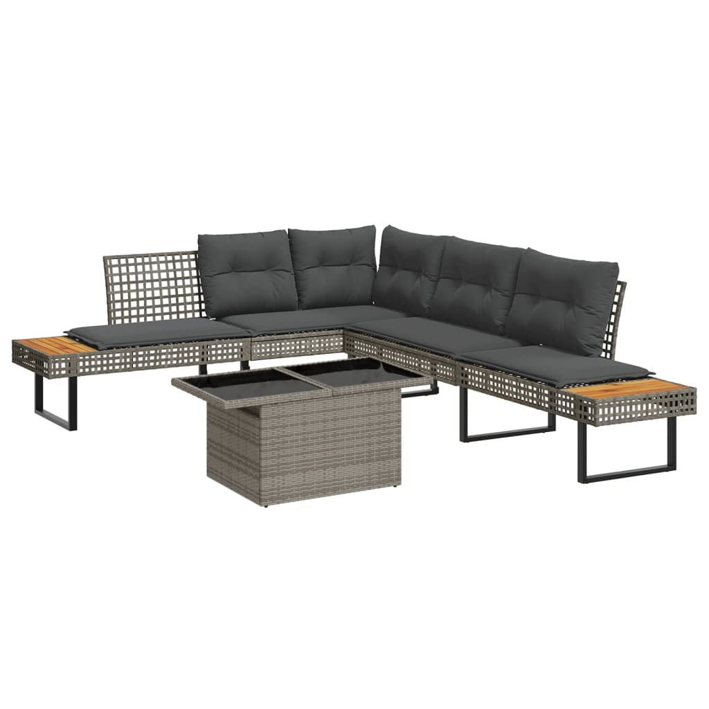 2-delige Loungeset met kussens poly rattan en glas grijs is nu te koop bij PeponiXL, paradijselijk wonen!