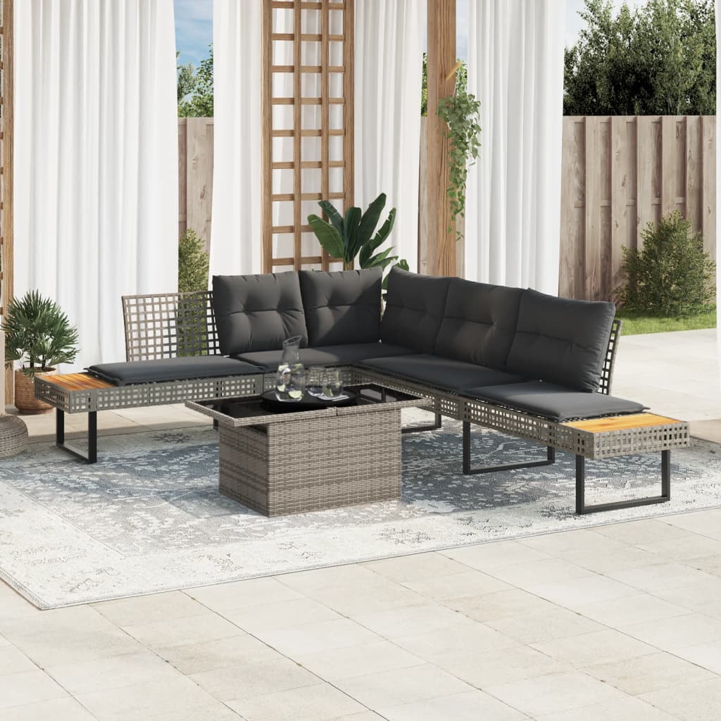2-delige Loungeset met kussens poly rattan en glas grijs is nu te koop bij PeponiXL, paradijselijk wonen!