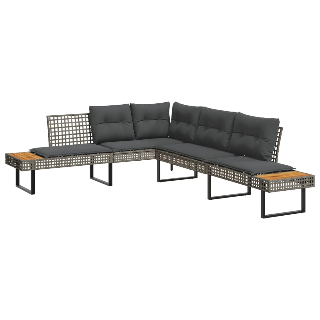2-delige Loungeset met kussens poly rattan en glas grijs is nu te koop bij PeponiXL, paradijselijk wonen!