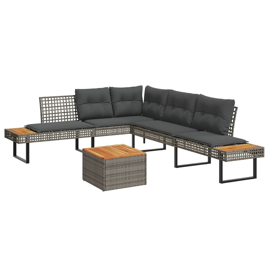 2-delige Loungeset met kussens poly rattan en acaciahout grijs is nu te koop bij PeponiXL, paradijselijk wonen!
