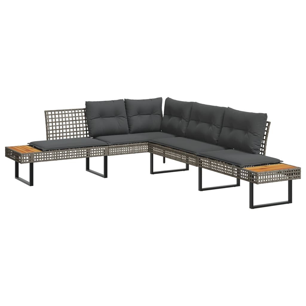 2-delige Loungeset met kussens poly rattan en acaciahout grijs is nu te koop bij PeponiXL, paradijselijk wonen!
