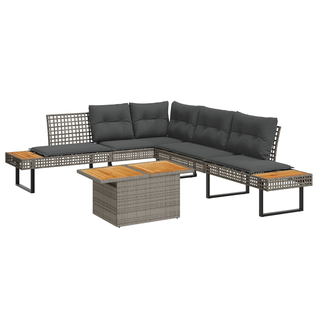 2-delige Loungeset met kussens poly rattan en acaciahout grijs is nu te koop bij PeponiXL, paradijselijk wonen!