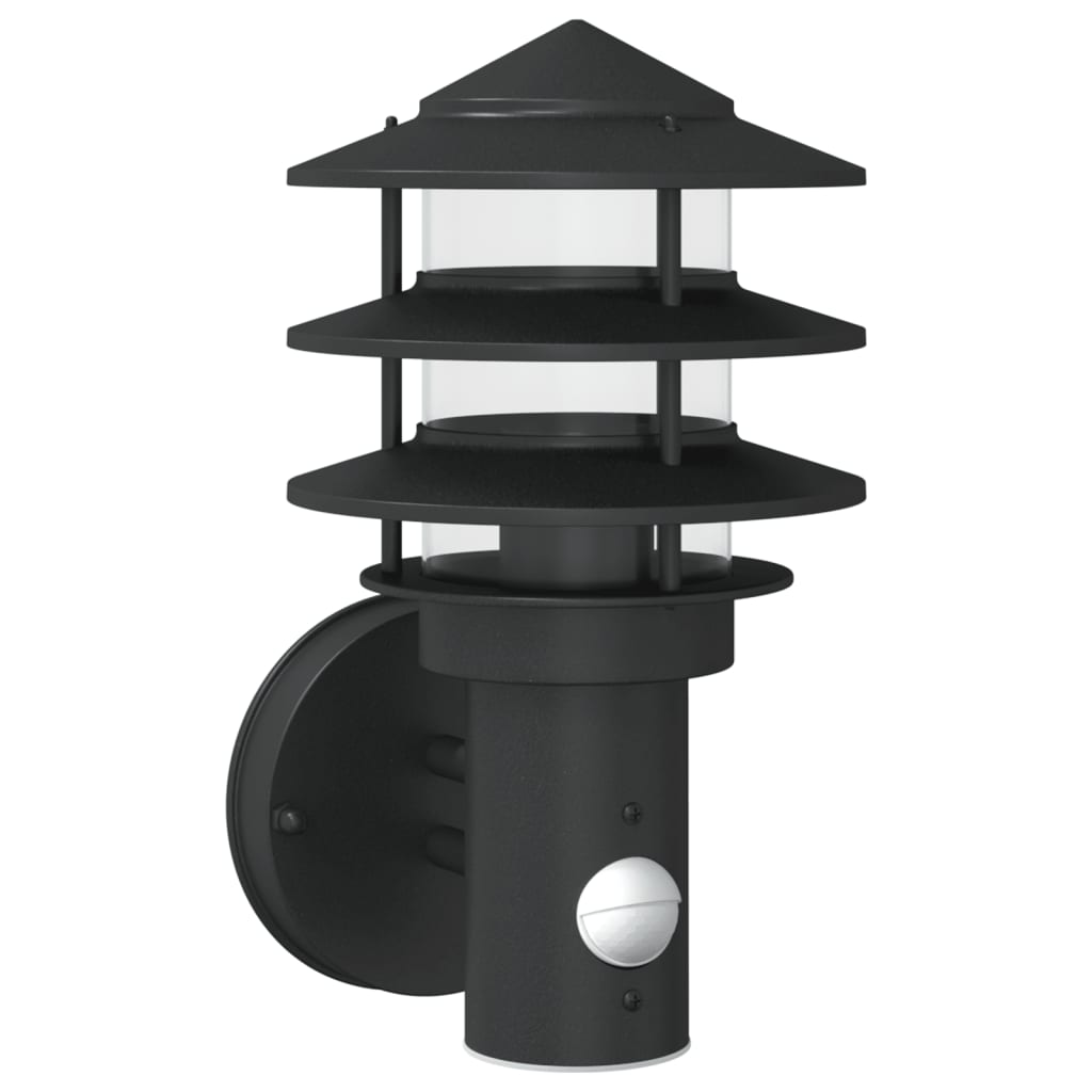 Buitenwandlamp met sensor roestvrij staal zwart is nu te koop bij PeponiXL, paradijselijk wonen!