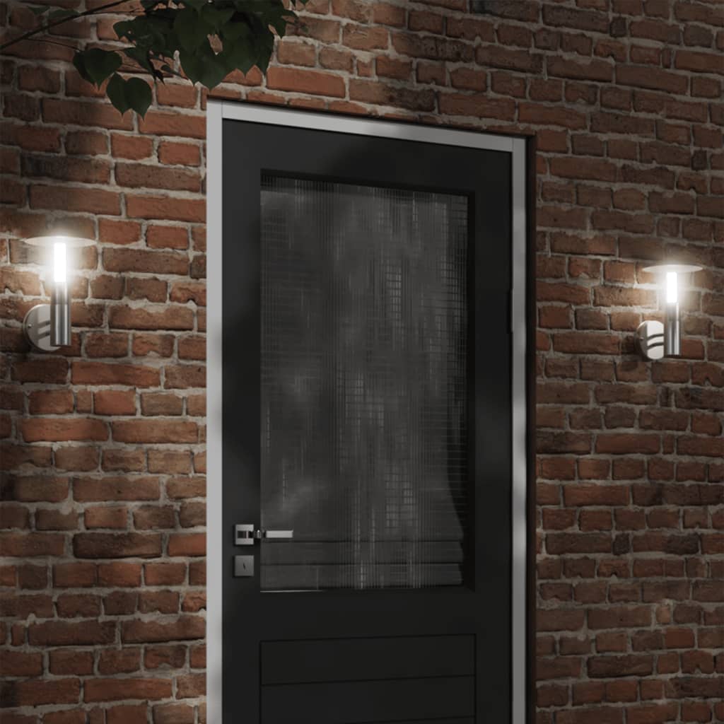 Buitenwandlampen 2 st roestvrij staal zilverkleurig is nu te koop bij PeponiXL, paradijselijk wonen!
