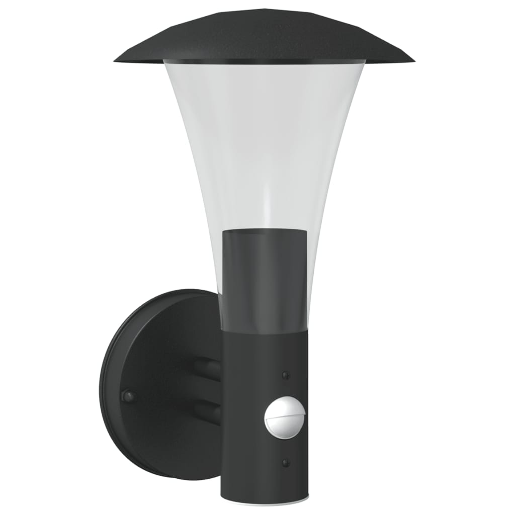 Buitenwandlamp met sensor roestvrij staal zwart is nu te koop bij PeponiXL, paradijselijk wonen!