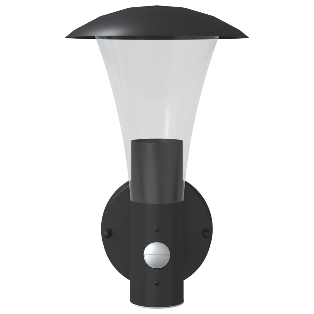 Buitenwandlamp met sensor roestvrij staal zwart is nu te koop bij PeponiXL, paradijselijk wonen!